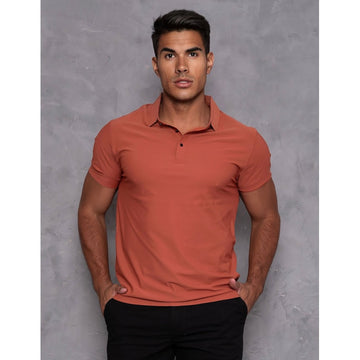Camisa Polo Poliamida Slim Fit com Botões Manga Curta Elegante Casual