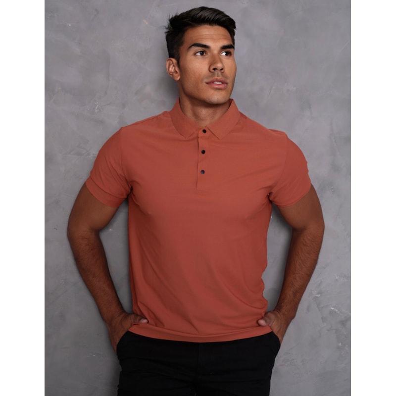 Camisa Polo Poliamida Slim Fit com Botões Manga Curta Elegante Casual