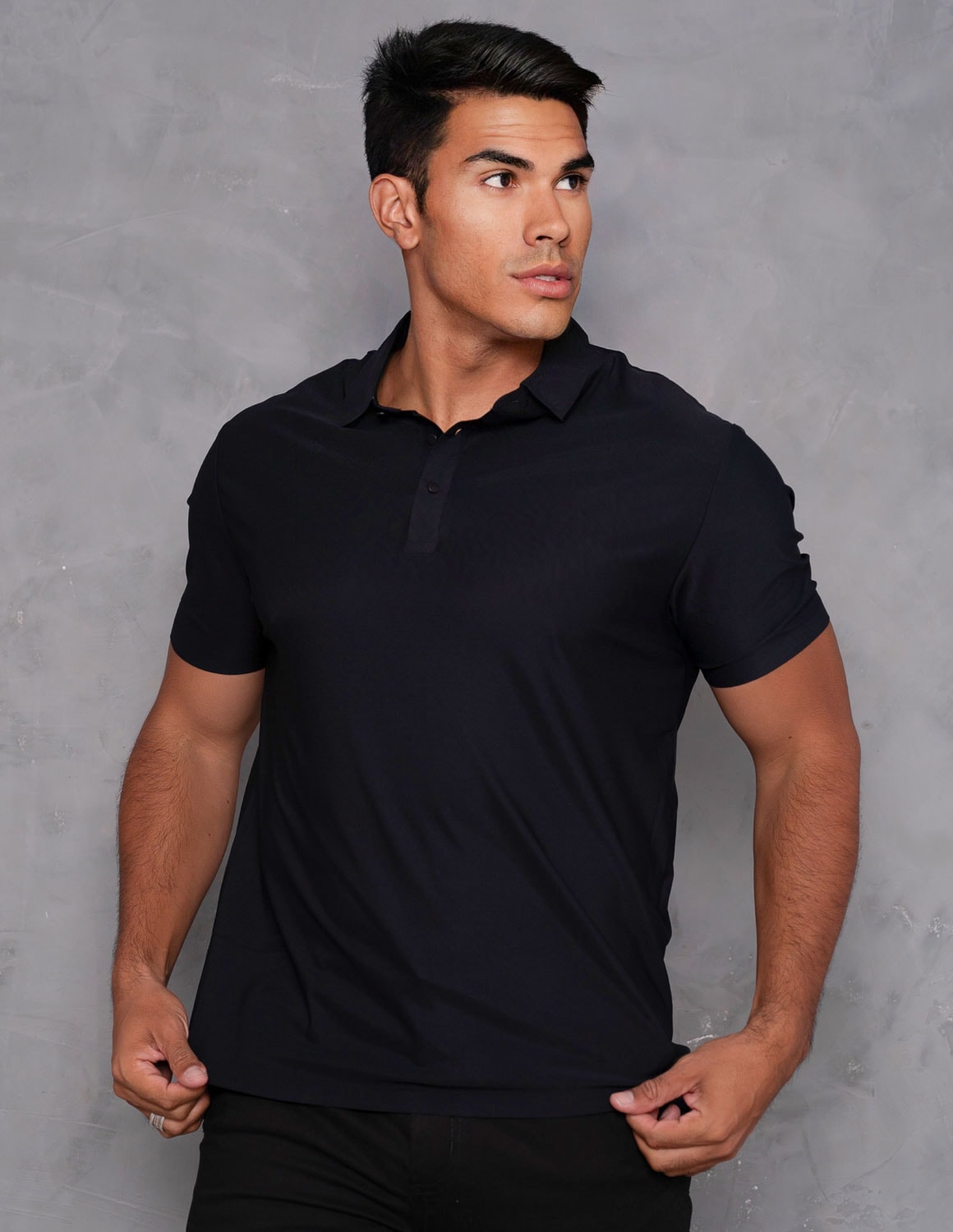 Camiseta Polo Masculina Slim Manga Curta Poliamida com Botões