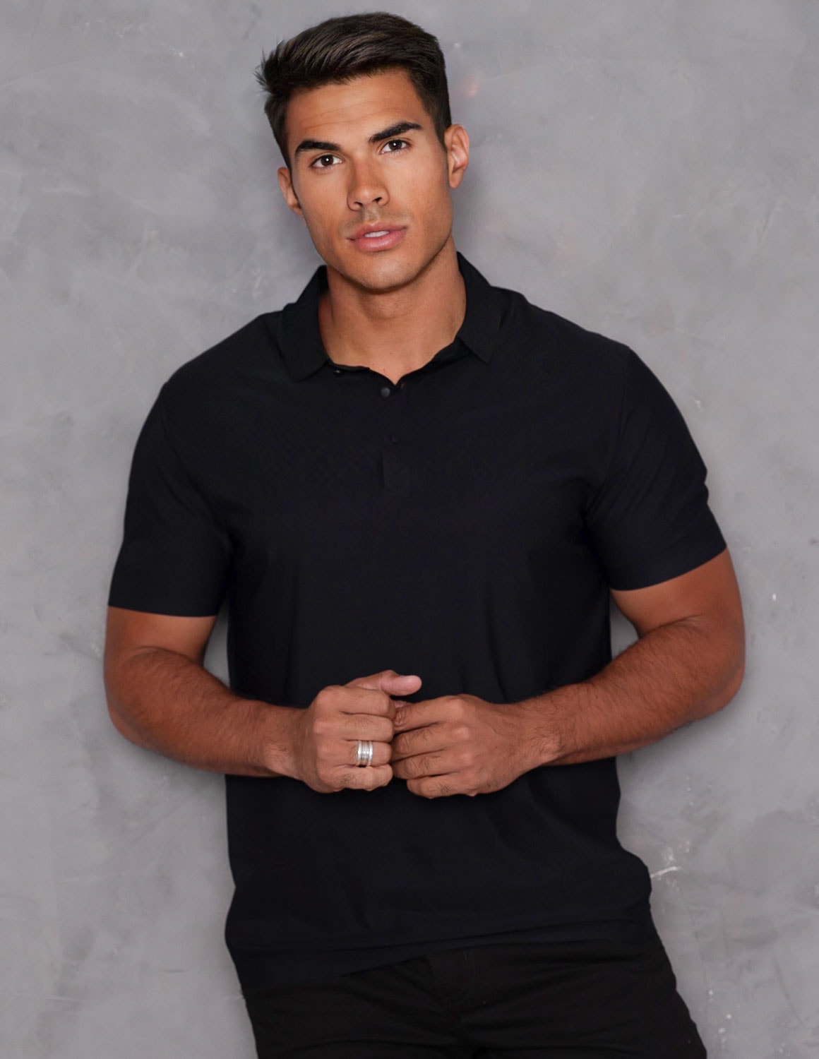 Camiseta Polo Masculina Slim Manga Curta Poliamida com Botões