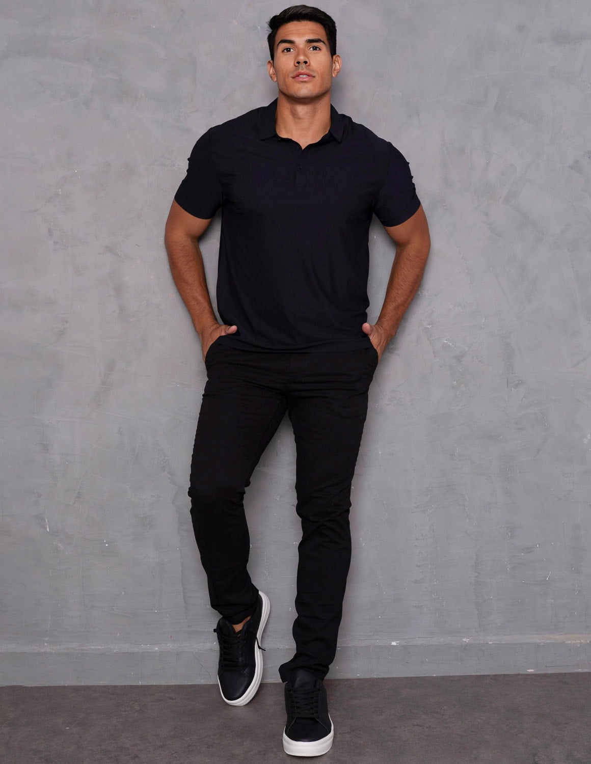 Camiseta Polo Masculina Slim Manga Curta Poliamida com Botões