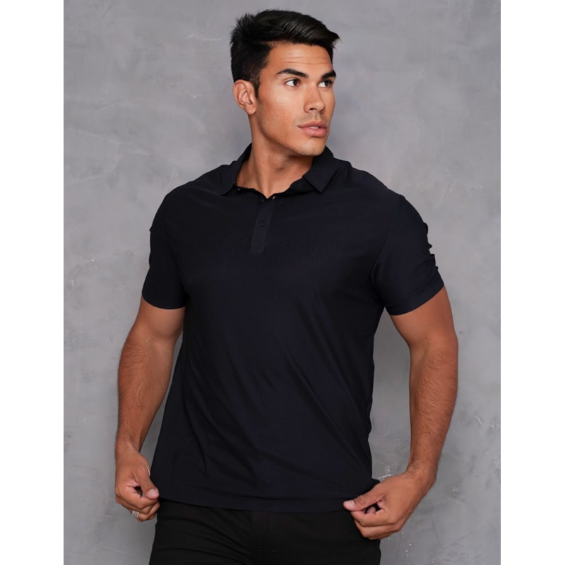 Camiseta Polo Masculina Slim Manga Curta Poliamida com Botões