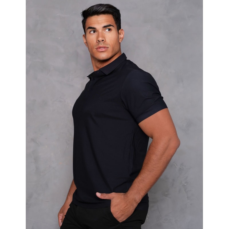 Camiseta Polo Masculina Slim Manga Curta Poliamida com Botões