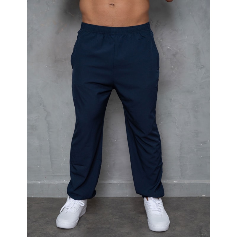 Calça Masculina de Tactel Cós e Punho Elástico Estilo Jogger Bolso Com Zíper