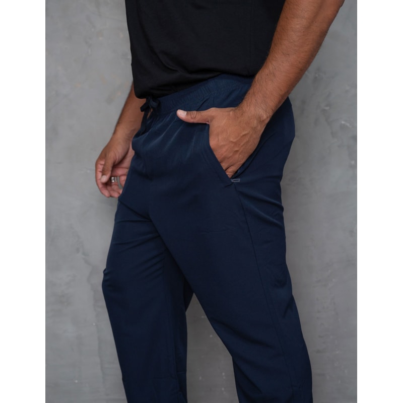 Calça Masculina de Tactel Cós e Punho Elástico Estilo Jogger Bolso Com Zíper