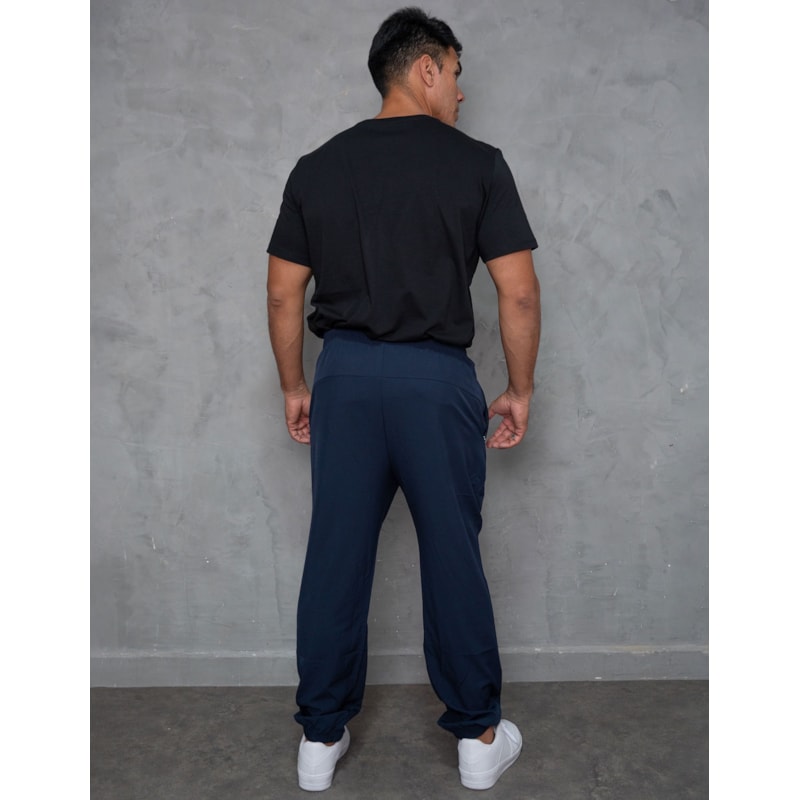Calça Masculina de Tactel Cós e Punho Elástico Estilo Jogger Bolso Com Zíper