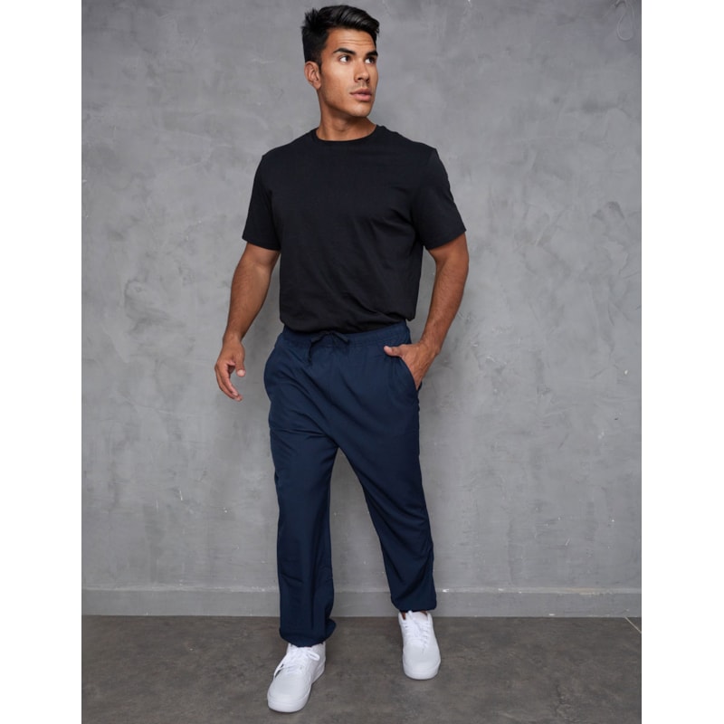 Calça Masculina de Tactel Cós e Punho Elástico Estilo Jogger Bolso Com Zíper