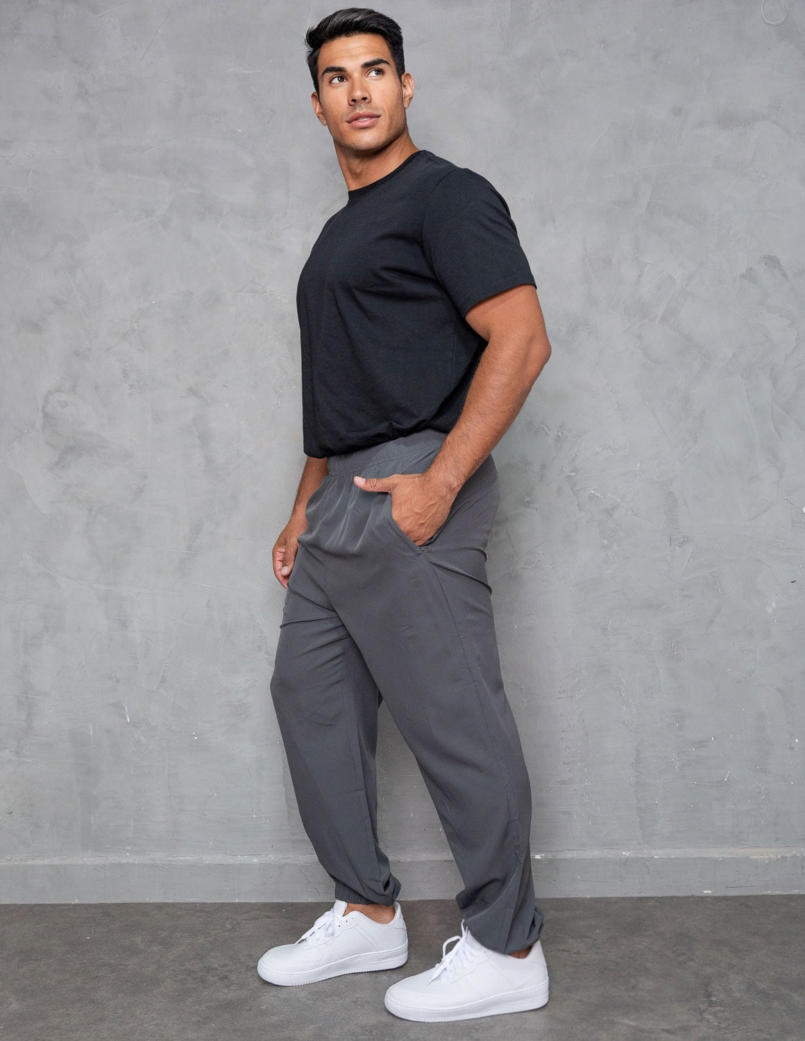Calça Masculina Tactel Slim Jogger Bolso Com Zíper Esportiva Fitmoda