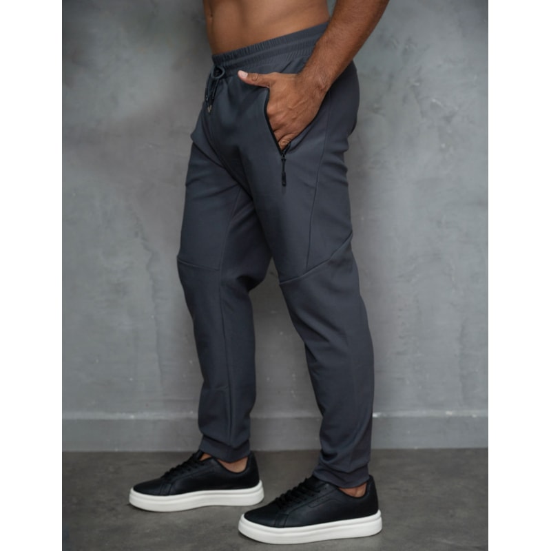 Calça Forrada Masculina em Poliamida Premium com Cordão Ajustável e Bolsos com Zíper