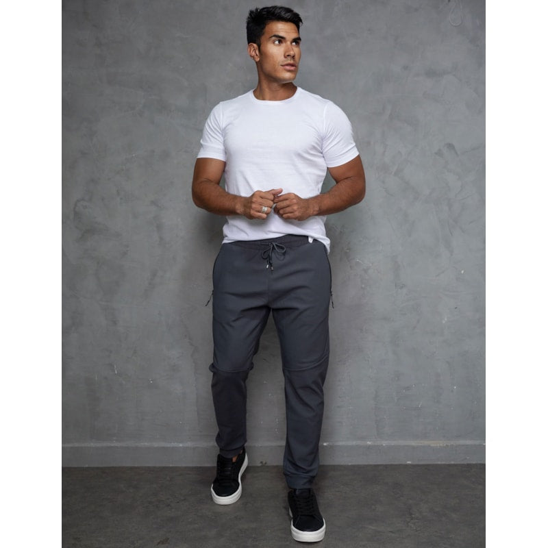 Calça Forrada Masculina em Poliamida Premium com Cordão Ajustável e Bolsos com Zíper