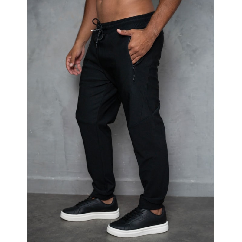 Calça Masculina em Poliamida Premium com Bolsos para Academia e Cordão Ajustável