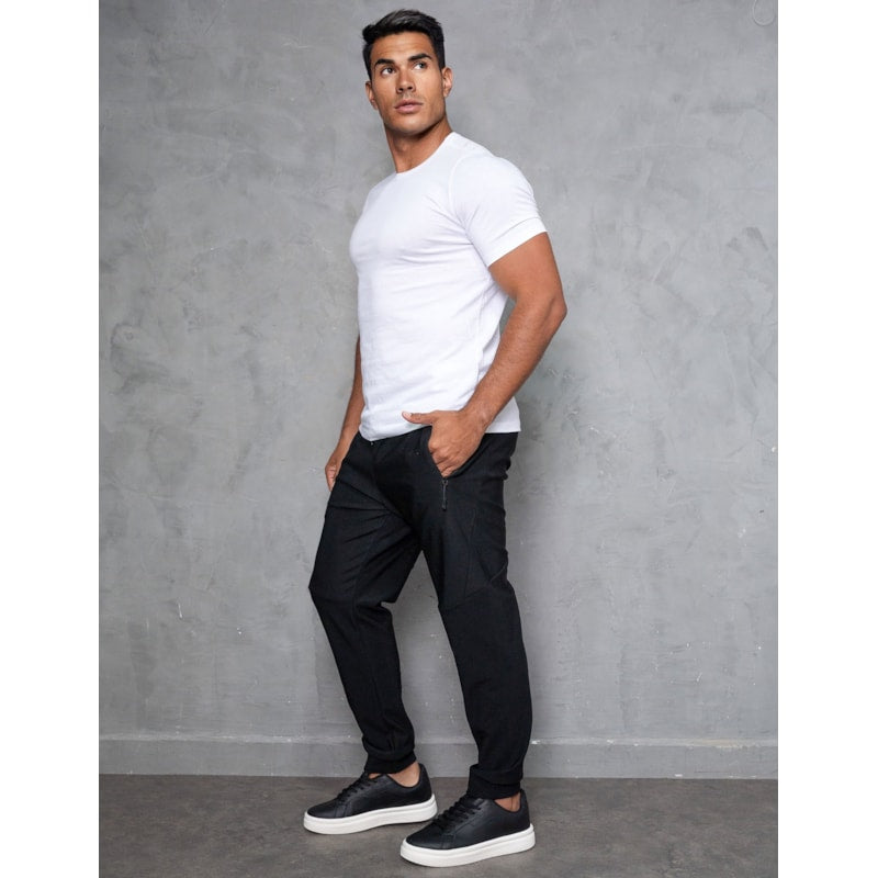 Calça Masculina em Poliamida Premium com Bolsos para Academia e Cordão Ajustável
