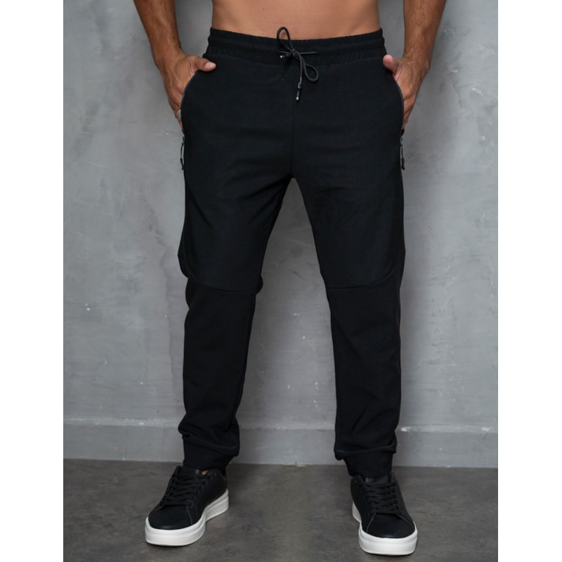 Calça Masculina em Poliamida Premium com Bolsos para Academia e Cordão Ajustável