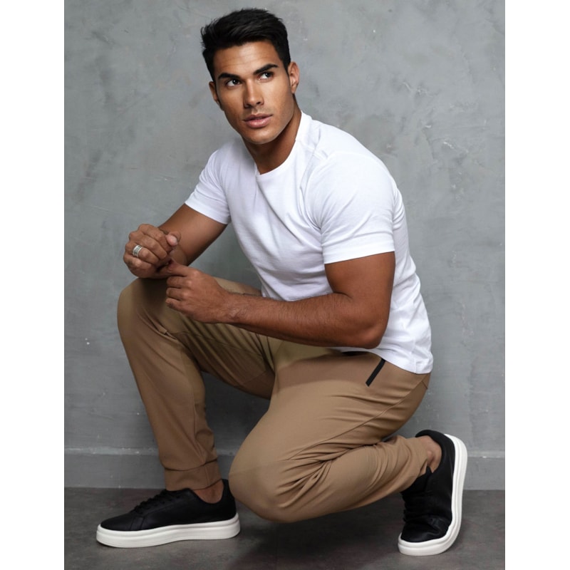 Calça Masculina Poliamida Premium Forrada Bolsos com Zíper e Cordão Ajustável