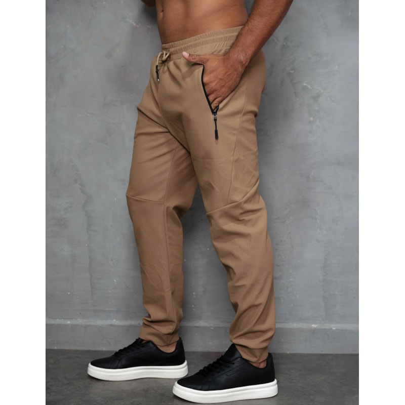 Calça Masculina Poliamida Premium Forrada Bolsos com Zíper e Cordão Ajustável