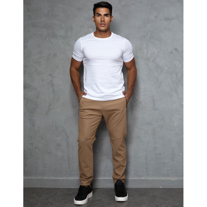 Calça Masculina Poliamida Premium Forrada Bolsos com Zíper e Cordão Ajustável