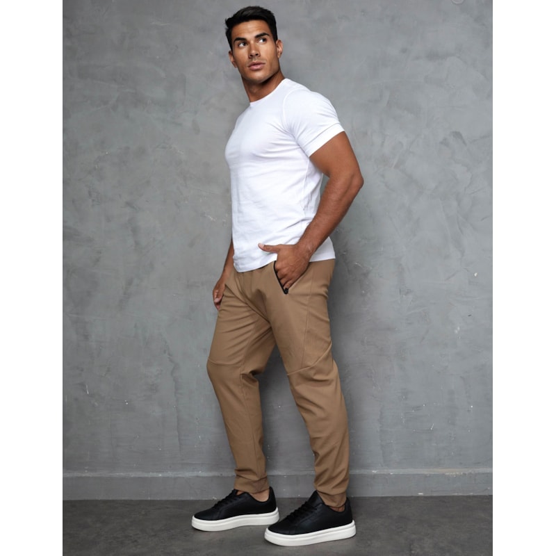 Calça Masculina Poliamida Premium Forrada Bolsos com Zíper e Cordão Ajustável