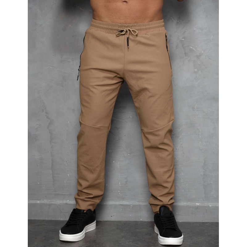 Calça Masculina Poliamida Premium Forrada Bolsos com Zíper e Cordão Ajustável