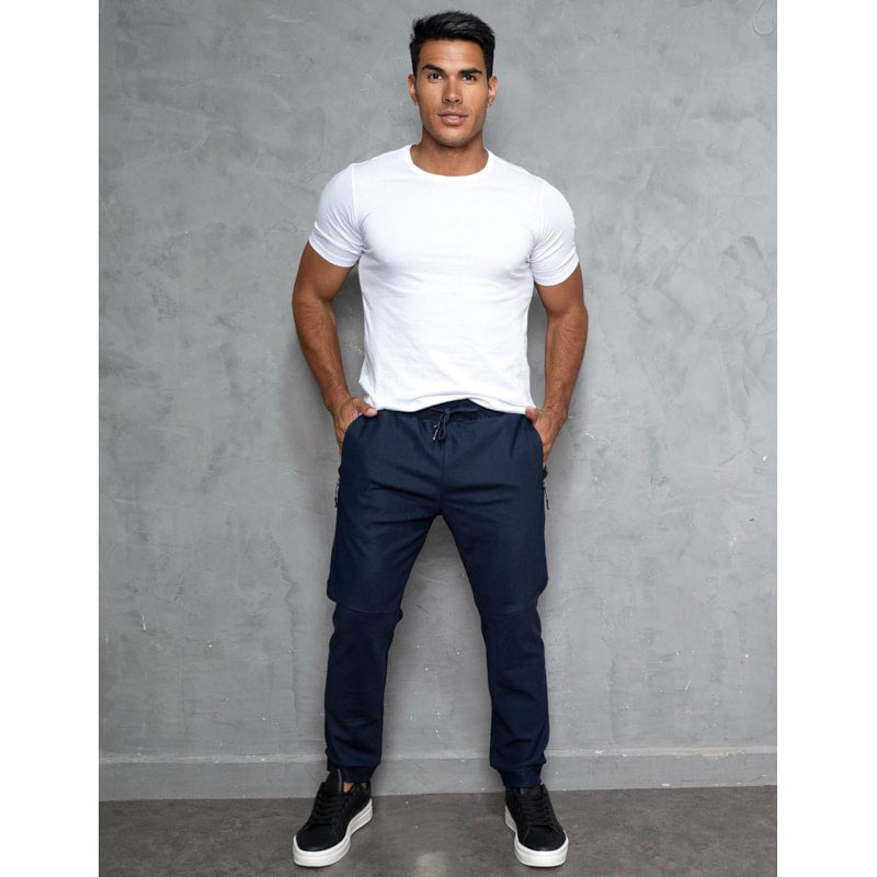 Calça Masculina Versátil Poliamida Premium Cordão Ajustável e Bolsos Laterais com Ziper