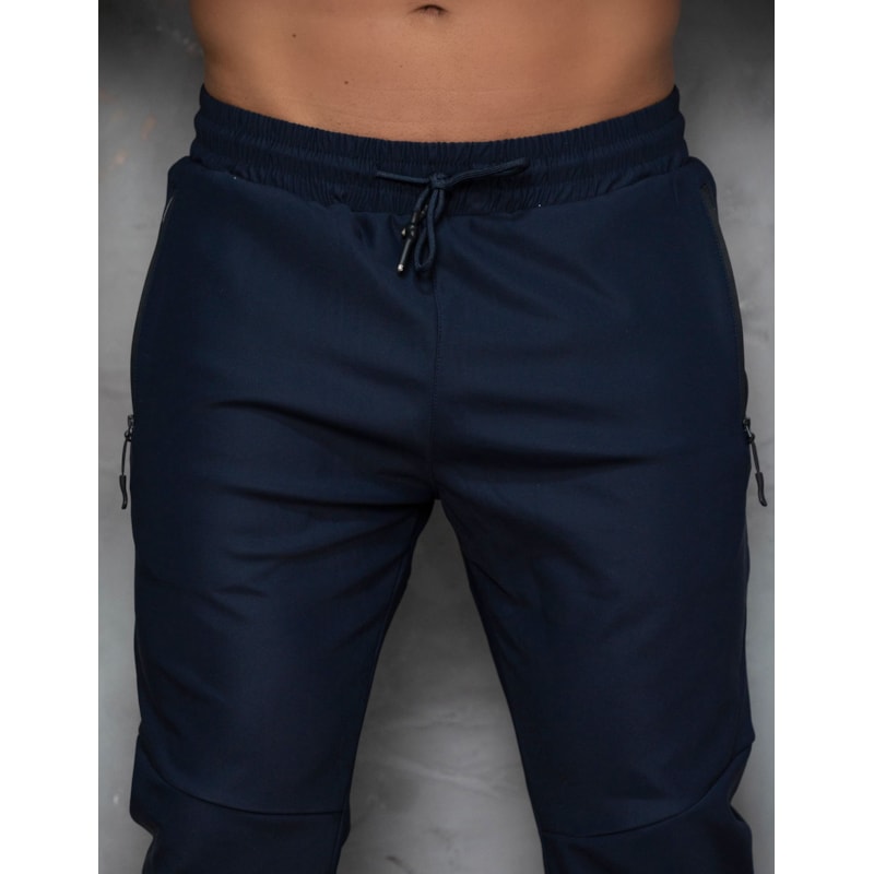 Calça Masculina Versátil Poliamida Premium Cordão Ajustável e Bolsos Laterais com Ziper
