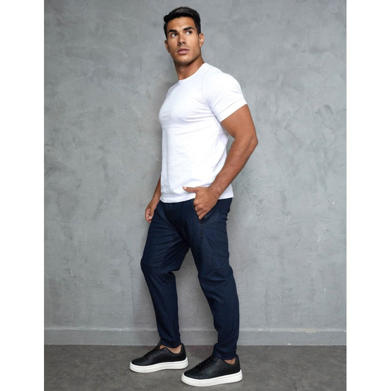 Calça Masculina Versátil Poliamida Premium Cordão Ajustável e Bolsos Laterais com Ziper