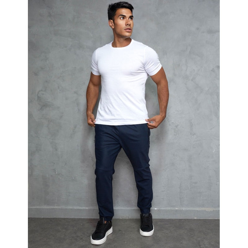 Calça Masculina Versátil Poliamida Premium Cordão Ajustável e Bolsos Laterais com Ziper