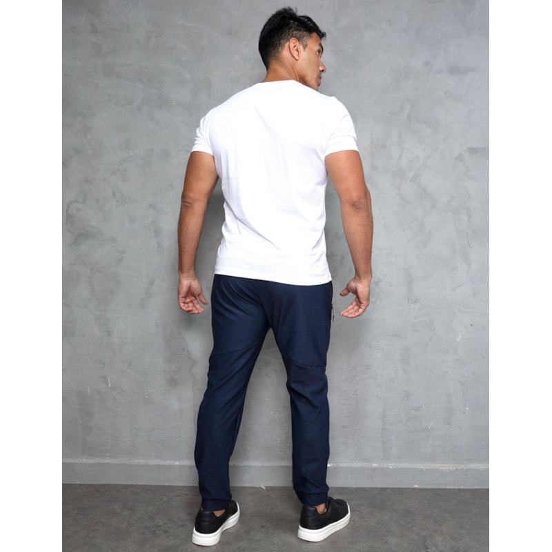 Calça Masculina Versátil Poliamida Premium Cordão Ajustável e Bolsos Laterais com Ziper