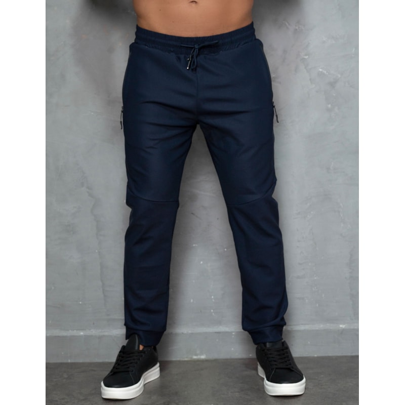 Calça Masculina Versátil Poliamida Premium Cordão Ajustável e Bolsos Laterais com Ziper