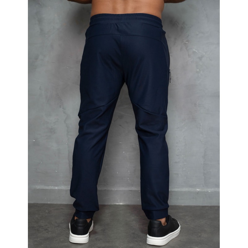 Calça Masculina Versátil Poliamida Premium Cordão Ajustável e Bolsos Laterais com Ziper