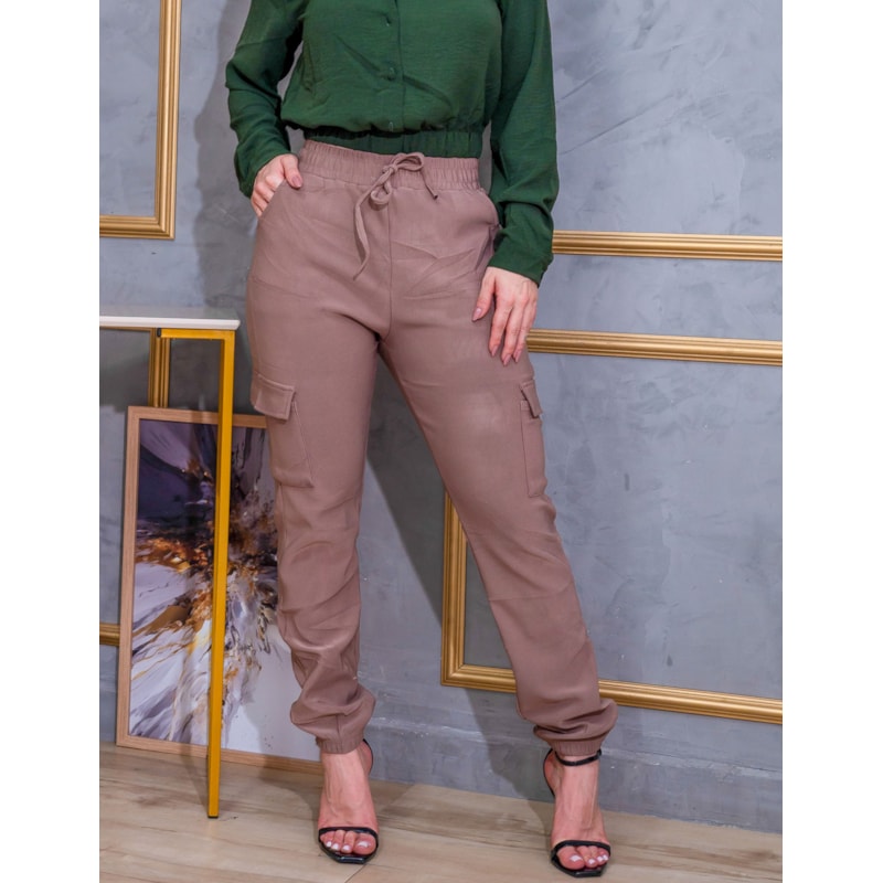 Calça Jogger Cargo Suede Feminina - Conforto e Moda