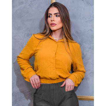 Blusa Feminina Camisa Social Tecido Duna com Manga Longa e Botões