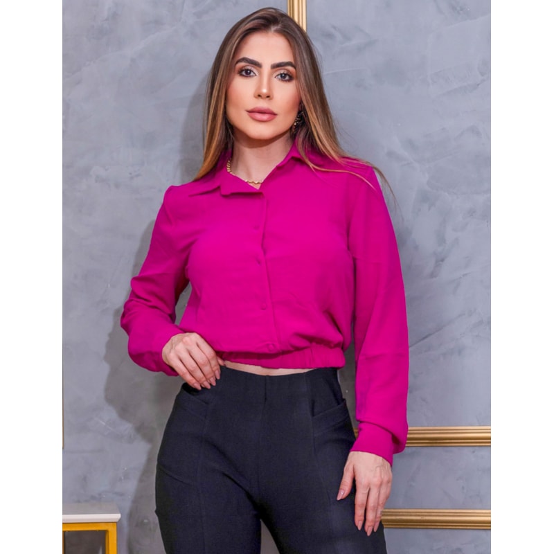 Cropped Feminino Crepe Duna Manga Longa - Elegante, Leve e Não Amassa