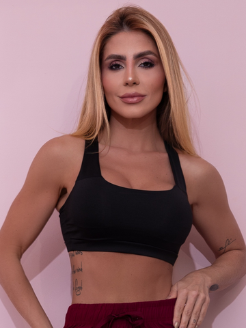 Top Fitness Feminino com Bojo e Alças Cruzadas | Ref: 4.4.1590-01