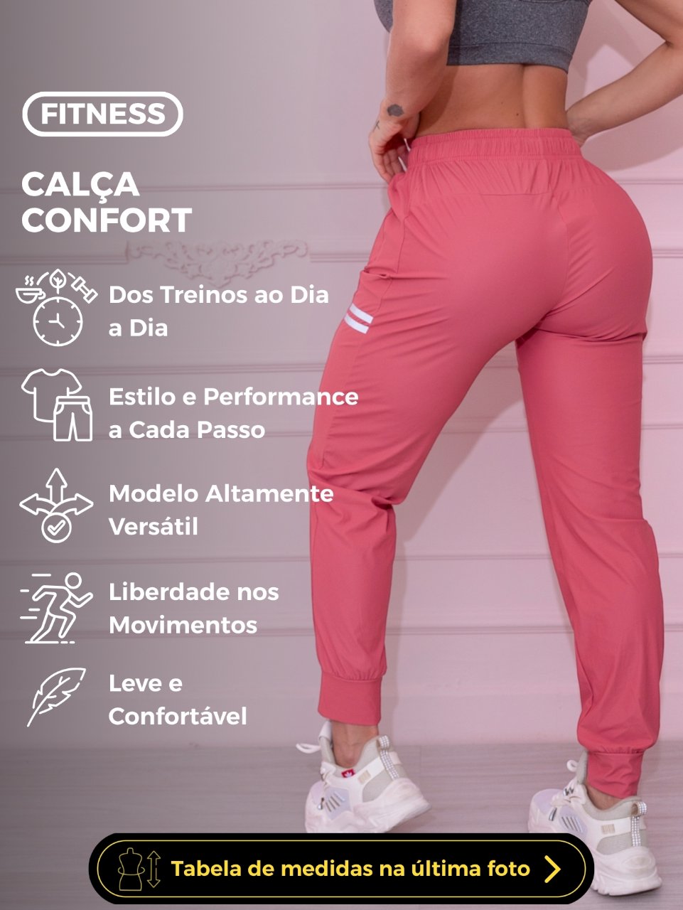 Calça Jogger Fitness Roxo com Detalhe Refletivo