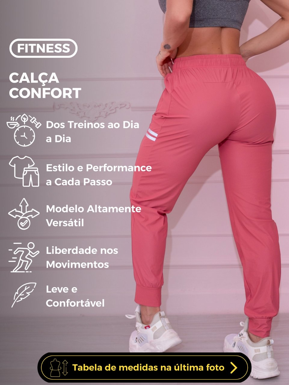 Calça Jogger Fitness com Bolsos e Detalhe Refletivo
