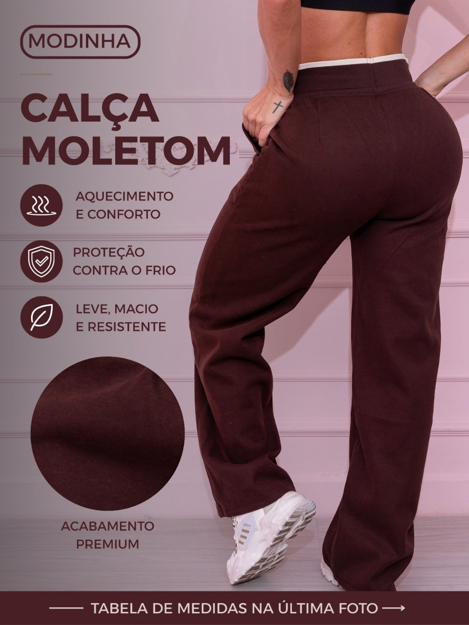 Calça Moletom Wide Leg com Cordão Ajustável Preta