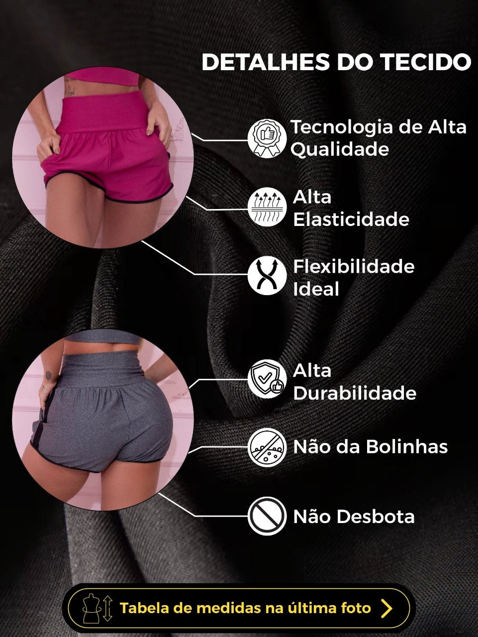 Short Fitness Rosa com Bolsos Laterais e Cós Alto
