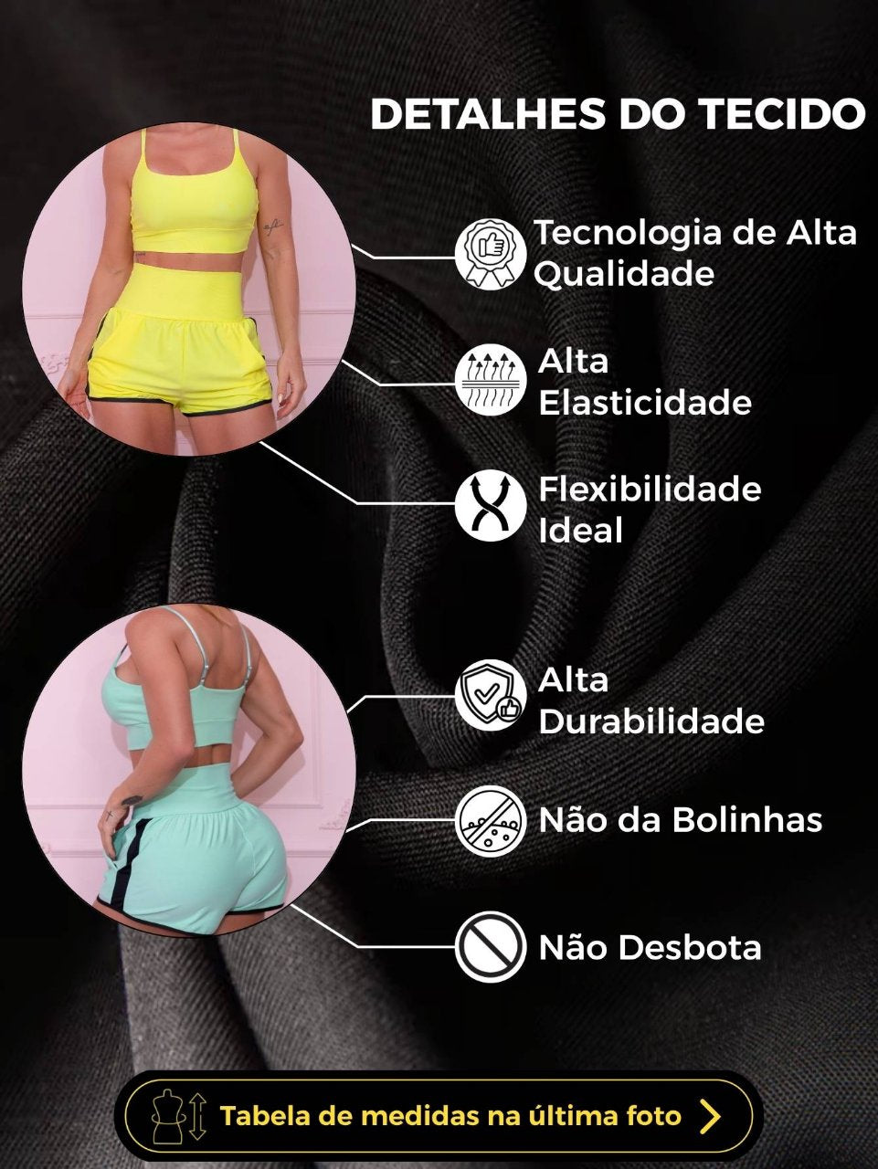 Conjunto Fitness Neon Top e Short com Bolsos Laterais