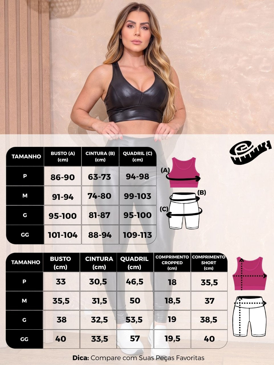 Conjunto Fitness Cirrê Preto Brilhante